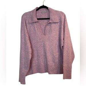 J Crew Womens V Neck Wool Blend Collar Classic Preppy Basic Purple Pink